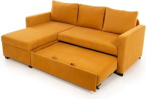 Γωνιακός Καναπές Κρεβάτι Μουσταρδί KADO 153x236x90