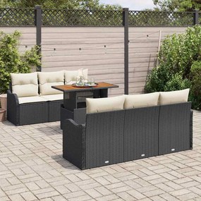 vidaXL Σετ Καναπέ Κήπου με αποθήκευση 7 pcs Μαύρο Πολυ ράταν