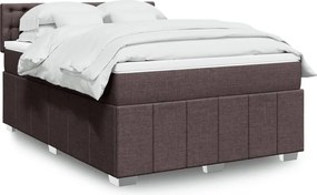 vidaXL Κρεβάτι Boxspring με Στρώμα Σκούρο Καφέ 160x200 εκ Υφασμάτινο