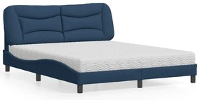 vidaXL Κρεβάτι με Στρώμα Hvar Μπλε 160x200 εκ. Υφασμάτινο