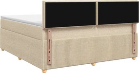 vidaXL Κρεβάτι box spring με στρώμα Κρεμ 140 x 200 cm Ύφασμα
