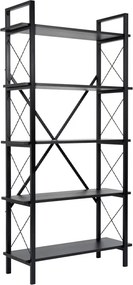 Βιβλιοθήκη Elysian Megapap χρώμα black wood 90x33,5x180εκ.