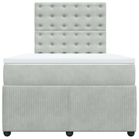 vidaXL Κρεβάτι Boxspring με Στρώμα Ανοιχτό Γκρι 120x190 εκ. Βελούδινο