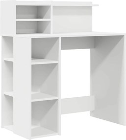 vidaXL Γραφείο με ράφι Λευκό 90 x 48 x 101,5 εκ. Επεξεργασμένο ξύλο