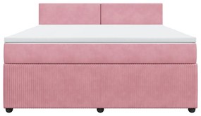 vidaXL Κρεβάτι Boxspring με Στρώμα Ροζ 180x200 εκ. Βελούδινο