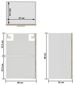 Ντουλάπι Κρεμαστό με Τζάμι Sonoma Δρυς 40x31x60 εκ. Επεξ. Ξύλο - Καφέ