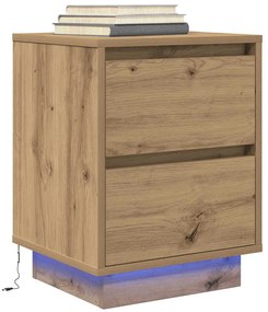 vidaXL Κομοδίνα με φώτα LED 2 τεμάχια Artisan Oak 38x34x50 cm