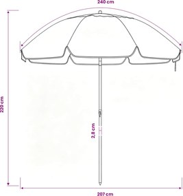 vidaXL Ομπρέλα Κήπου 240 cm 170T πολυεστέρας Πορτοκαλί