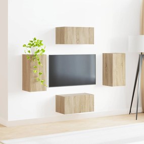 vidaXL Σετ επίπλου τηλεόρασης 4 pcs Δρύς Sonoma Επεξεργασμένο ξύλο