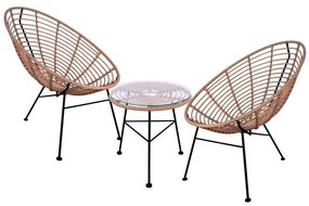 ΣΕΤ ΕΞΩΤΕΡΙΚΟΥ ΧΩΡΟΥ 3ΤΜΧ ALLEGRA HM10335 ΜΠΕΖ WICKER-ΜΕΤΑΛΛΟ
