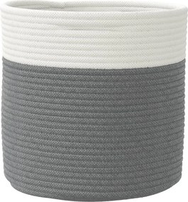 vidaXL Καλάθια Αποθήκευσης 2 τεμ. Γκρι/Λευκό Ø28 x 28 εκ. Βαμβακερά