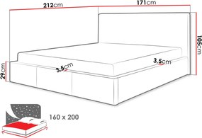 Επενδυμένο κρεβάτι Swift-Gkri-160 x 200