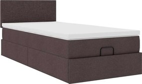 vidaXL Οθωμανικό κρεβάτι με στρώμα Σκούρο καφέ 80x200cm ύφασμα