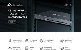 TP-LINK L2+ managed switch SX3016F, 16x 10Gbps SFP+ θύρες, V1.20