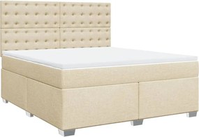 vidaXL Κρεβάτι Boxspring με Στρώμα Κρεμ 180x200 εκ. Υφασμάτινο