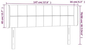 vidaXL Κεφαλάρι Κρεβατιού LED Ροζ 147x16x78/88 εκ. Βελούδινο