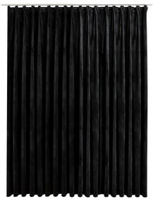 Κουρτίνα Συσκότισης με Γάντζους Μαύρη 290 x 245 εκ. Βελούδο - Μαύρο