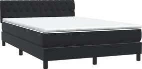 vidaXL Κρεβάτι Boxspring με Στρώμα Μαύρο 160x210 εκ. Βελούδινο