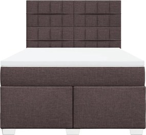 vidaXL Κρεβάτι Boxspring με Στρώμα Σκούρο Καφέ 140x200 εκ Υφασμάτινο