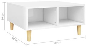 vidaXL Τραπεζάκι Σαλονιού Γυαλιστερό Λευκό 60x60x30 εκ. Μοριοσανίδα