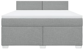 vidaXL Κρεβάτι Boxspring με Στρώμα Ανοιχτό Γκρι 180x200 εκ. Υφασμάτινο