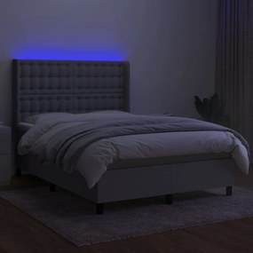 vidaXL LED Κρεβάτι με βάθρο με κεφαλάρι ύφασμα