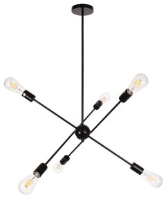 Φωτιστικό Οροφής Zane 00784 6xE27 Φ70x100cm Black GloboStar