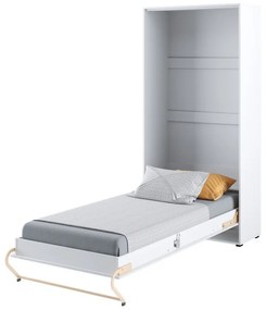 Κρεβάτι - ντουλάπα Concept Pro Lenart AH109 (Άσπρο + Γυαλιστερό λευκό), Μονόκλινο, Άσπρο, 90x200, Πλαστικοποιημένη μοριοσανίδα, Τάβλες για Κρεβάτι,
