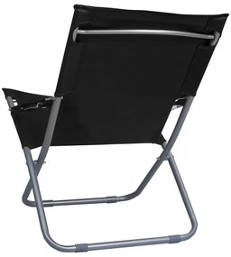 vidaXL Καρέκλες Παραλίας Πτυσσόμενες 2 τεμ. Μαύρες Υφασμάτινες