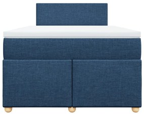 vidaXL Κρεβάτι Boxspring με Στρώμα Μπλε 120x190 εκ. Υφασμάτινο