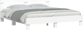 vidaXL Πλαίσιο Κρεβατιού με Κεφαλάρι/LED Λευκό 200 x 200 εκ.