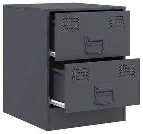 vidaXL Κομοδίνα 2 τεμ. Ανθρακί 34,5 x 39 x 44 εκ. από Χάλυβα