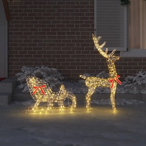 vidaXL Έλκηθρο με Ελάφια 200 LED Θερμό λευκό 70 x 26 x 129 εκ. PET