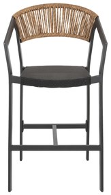 ΣΚΑΜΠΟ ΑΛΟΥΜΙΝΙΟΥ HM5892.15 ΜΕΣΑΙΟΥ ΥΨΟΥΣ RATTAN &amp; TEXTLINE ΜΑΥΡΟ ΜΠΕΖ 56,5x57x99,5Y (1 Τεμμάχια)