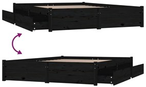 vidaXL Πλαίσιο Κρεβατιού με Συρτάρια Μαύρο 120x190 εκ. Small Double