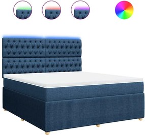 vidaXL Κρεβάτι Boxspring με Στρώμα Μπλε 180x200 εκ. Υφασμάτινο