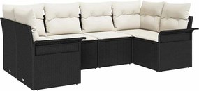 vidaXL Σετ Καναπέ Κήπου με αποθήκευση 6 pcs Μαύρο Πολυ ράταν