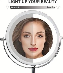 HOME USE επιτραπέζιος καθρέφτης HUH-0185 με LED φως, 1x/5x zoom, ασημί