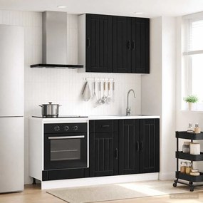vidaXL Μονάδα κουζίνας LUCCA 5 pcs Μαύρο Επεξεργασμένο Ξύλο