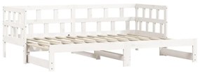 Καναπές Κρεβάτι Συρόμενος Λευκός 90 x 190 εκ. Μασίφ Ξύλο Πεύκου - Λευκό