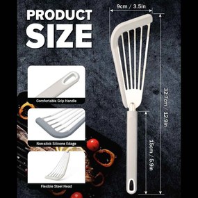 Σπάτουλα Ψαριού Τρυπητή Ανοξείδωτη με Σιλικόνη 33cm - Μπεζ