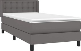 vidaXL Κρεβάτι Boxspring με Στρώμα Γκρι 80 x 200 εκ. Συνθετικό Δέρμα