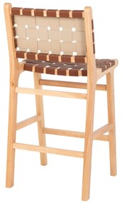 ΣΚΑΜΠΟ ΜΕΣΑΙΟΥ ΥΨΟΥΣ FELIPE TOON ΞΥΛΟ  ΦΥΣΙΚΟ ΚΑΦΕ PU 45x47x94Yεκ.