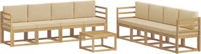 vidaXL Σειρά Καναπέ Εξωτερικού με μαξιλάρι 9 pcs Λευκό και Μπεζ