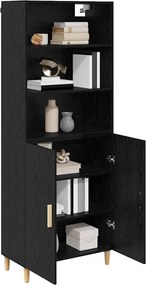 vidaXL Highboard Μαύρη Οξυά 69,5 x 32,5 x 180 εκ Επεξεργασμένο Ξύλο