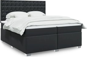 vidaXL Κρεβάτι Boxspring με Στρώμα Μαύρο 200x200 εκ. Συνθετικό Δέρμα