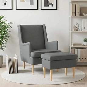 vidaXL Πολυθρόνα με Σκαμπό 2 τμχ. Σκούρο Γκρι Ύφασμα