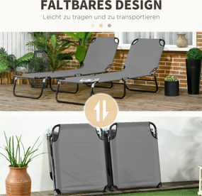 Σετ 2 ξαπλώστρες κήπου πτυσσόμενες με 5 θέσεις ρύθμισης πλάτης έως 120kg