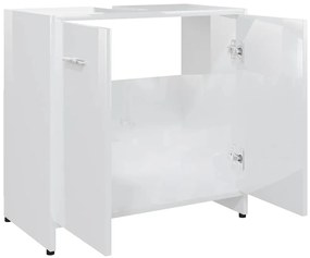 vidaXL Ντουλάπι Νιπτήρα Γυαλιστερό Λευκό 60 x 33 x 61 εκ. Επεξ. Ξύλο