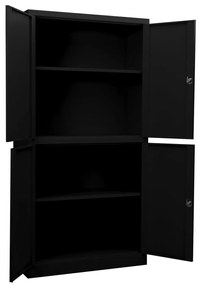 vidaXL Ντουλάπα Γραφείου Μαύρη 90 x 40 x 180 εκ. Ατσάλινη